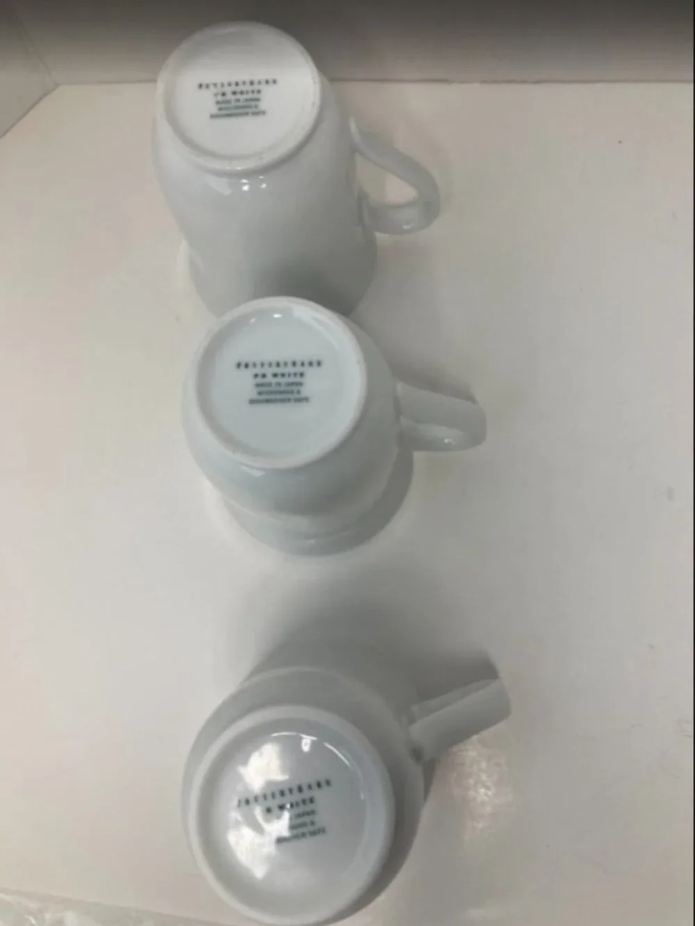 Pottery Barn PB White Porcelain Footed Coffee Mugs
